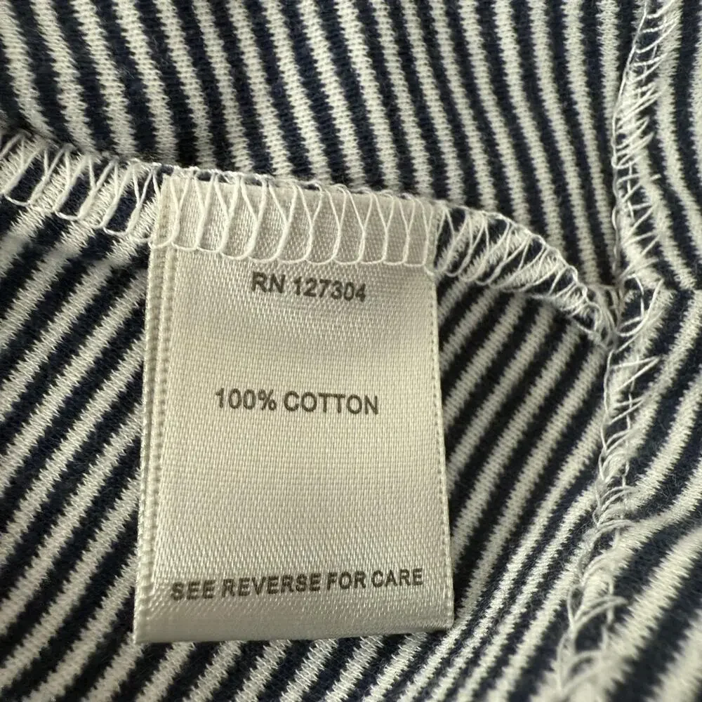 John Mark Shirt Womens Large Blue White Stripe Tunic 100% Cotton Top Long Sleeve